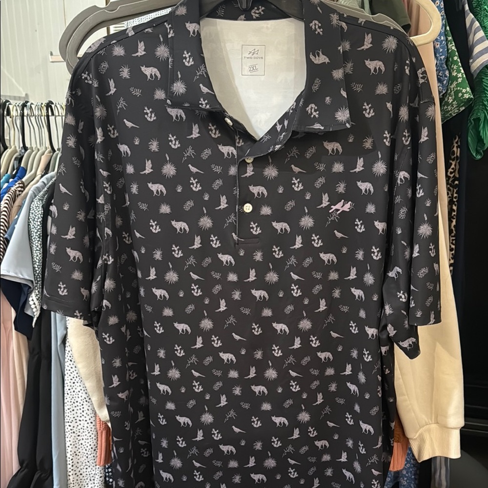 Black Geometric Polo Shirt Casual Fit